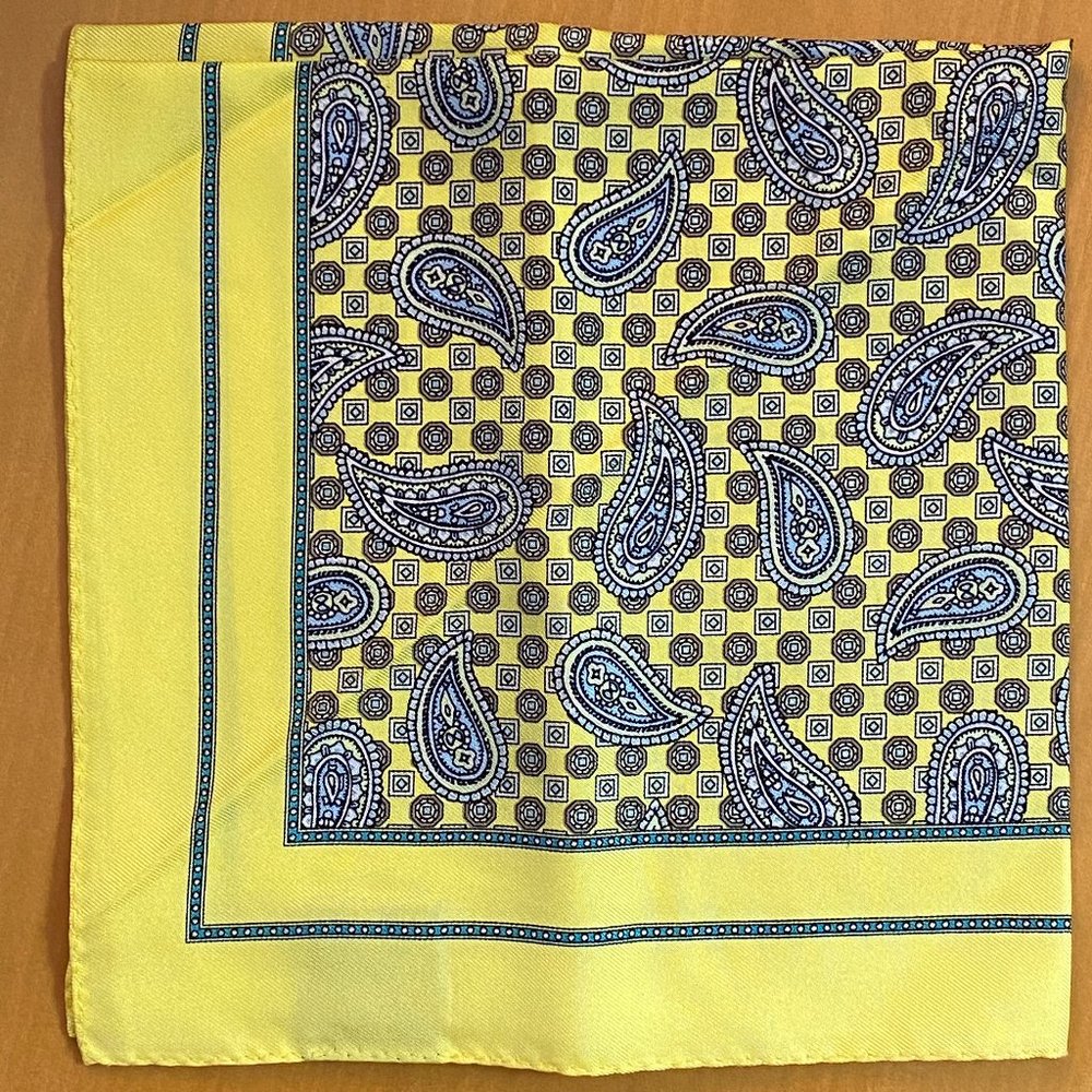Nordstrom Yellow Paisley Pocket Square